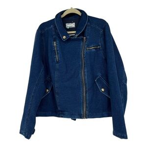Anthropologie Indigo Jean Jacket with Zipper Accents